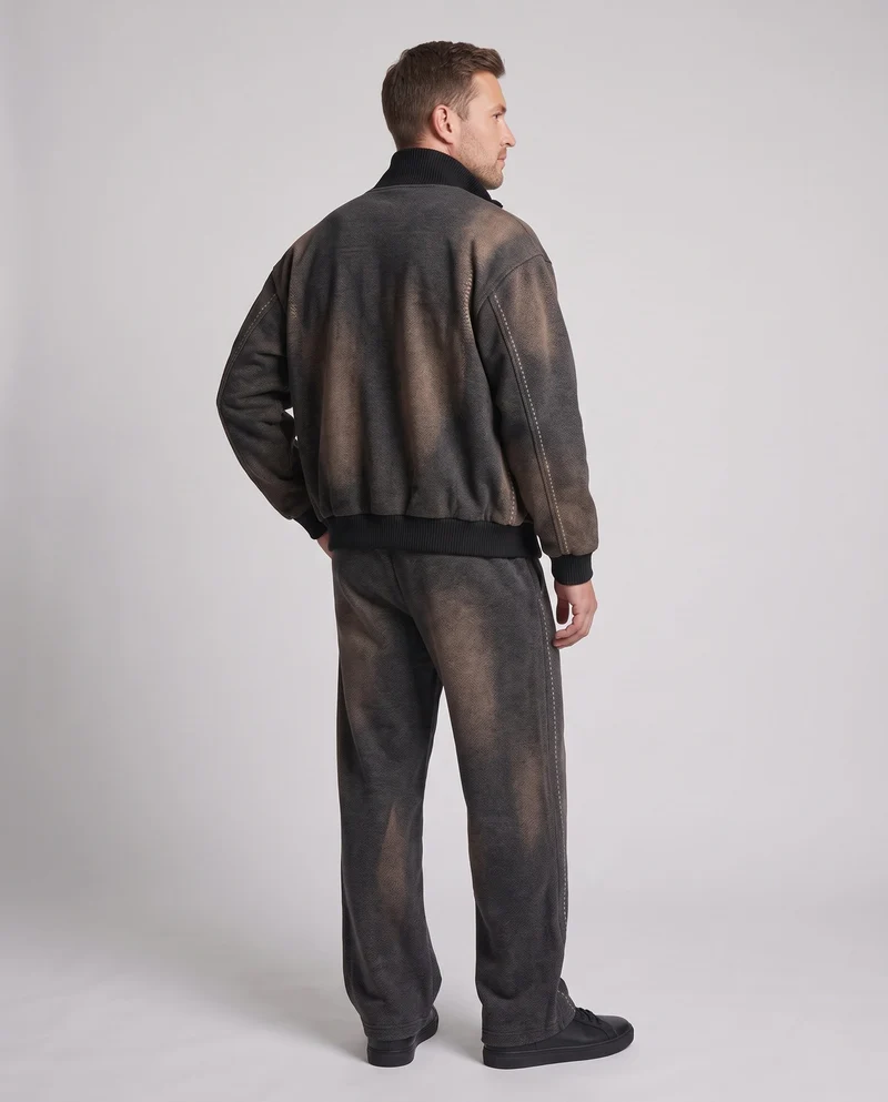 Oversized Herren Bomber Set mit Stehkragen Teddy-Futter und lockerer Jogginghose Nord Taschen