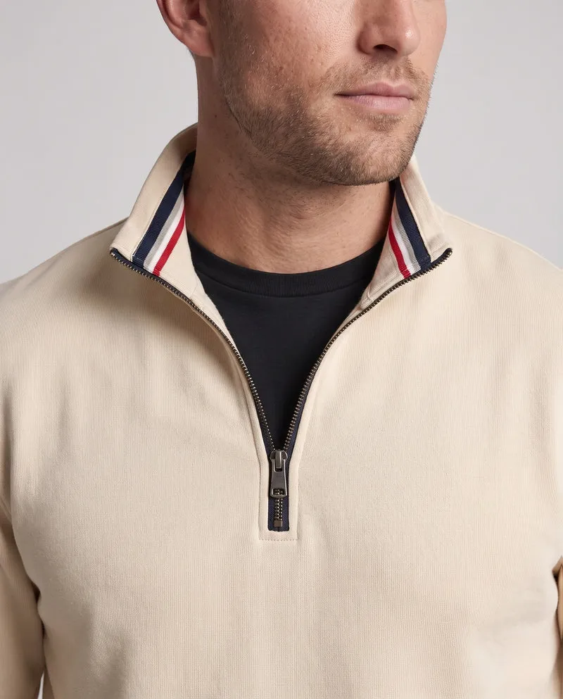 Männer Sport Sweatshirt mit halbem Reißverschluss, gestreiftem Stehkragen und gerippten Bündchen Nord Taschen
