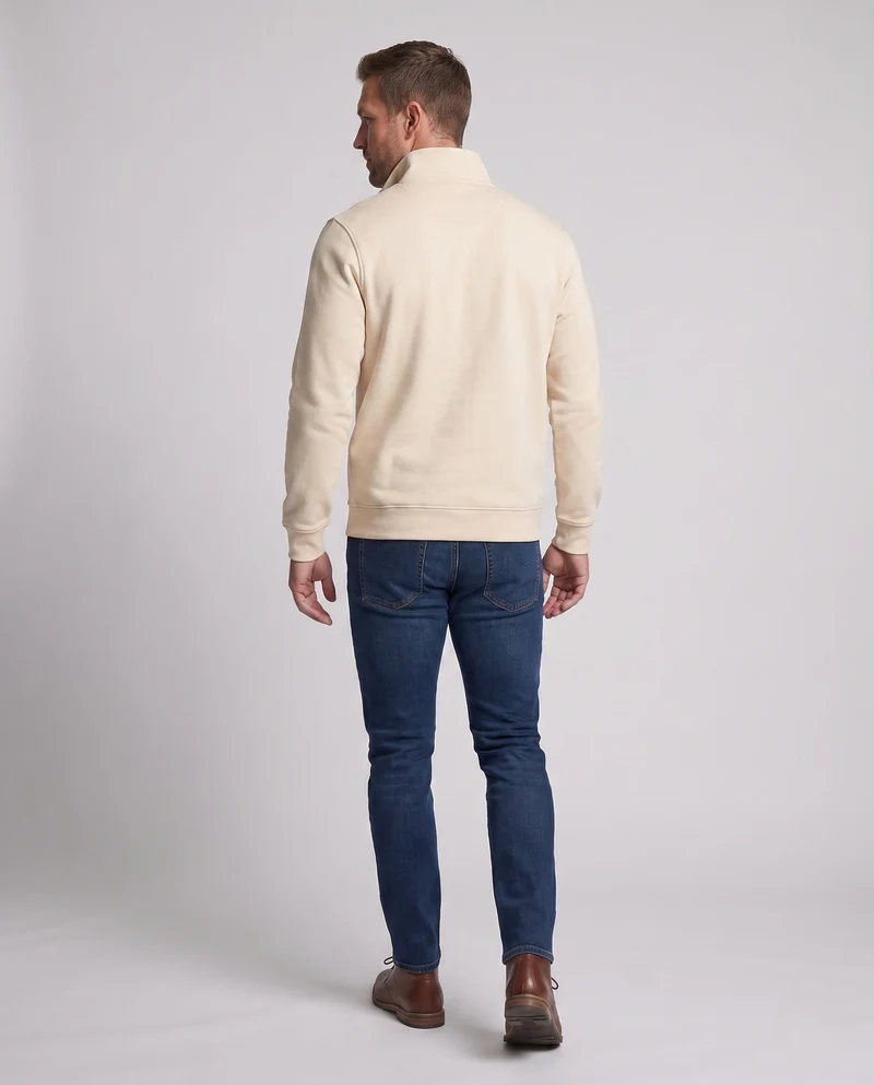 Männer Sport Sweatshirt mit halbem Reißverschluss, gestreiftem Stehkragen und gerippten Bündchen Nord Taschen