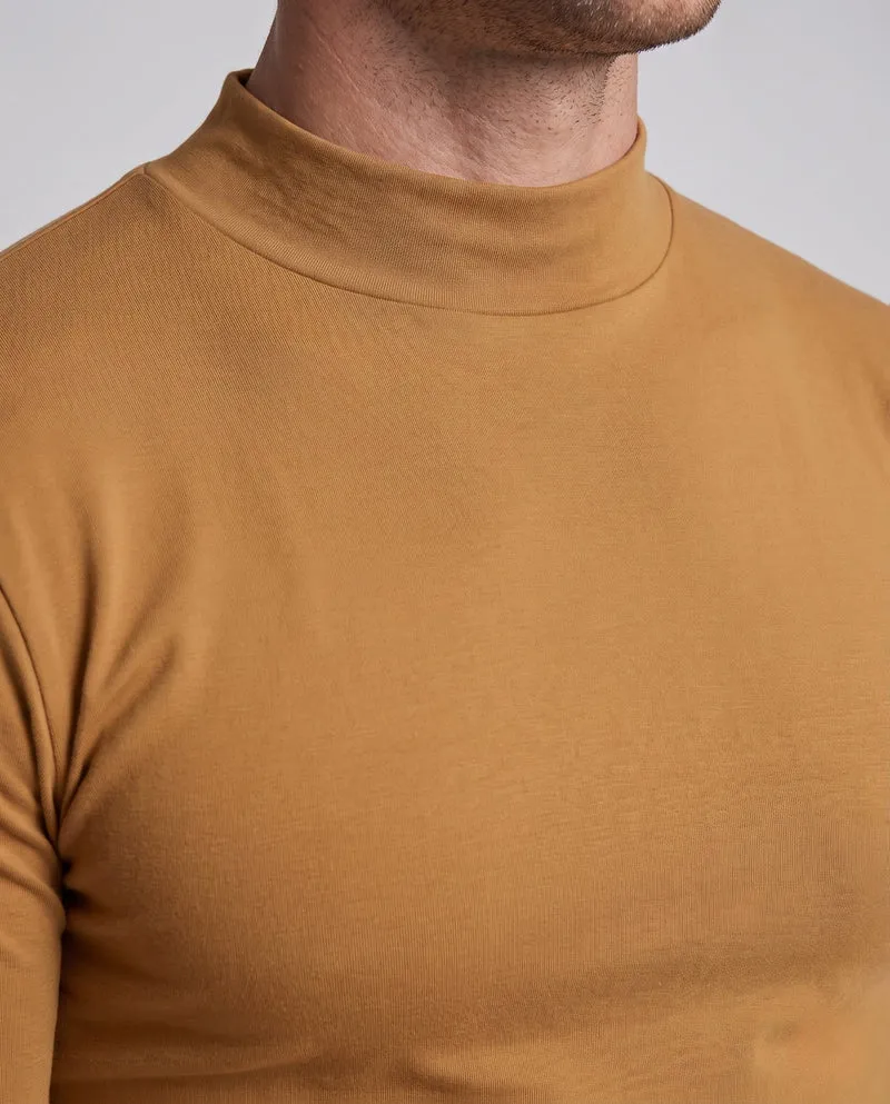 Herren Slim-Fit Kurzer Stehkragenpullover aus feinem Strick Nord Taschen