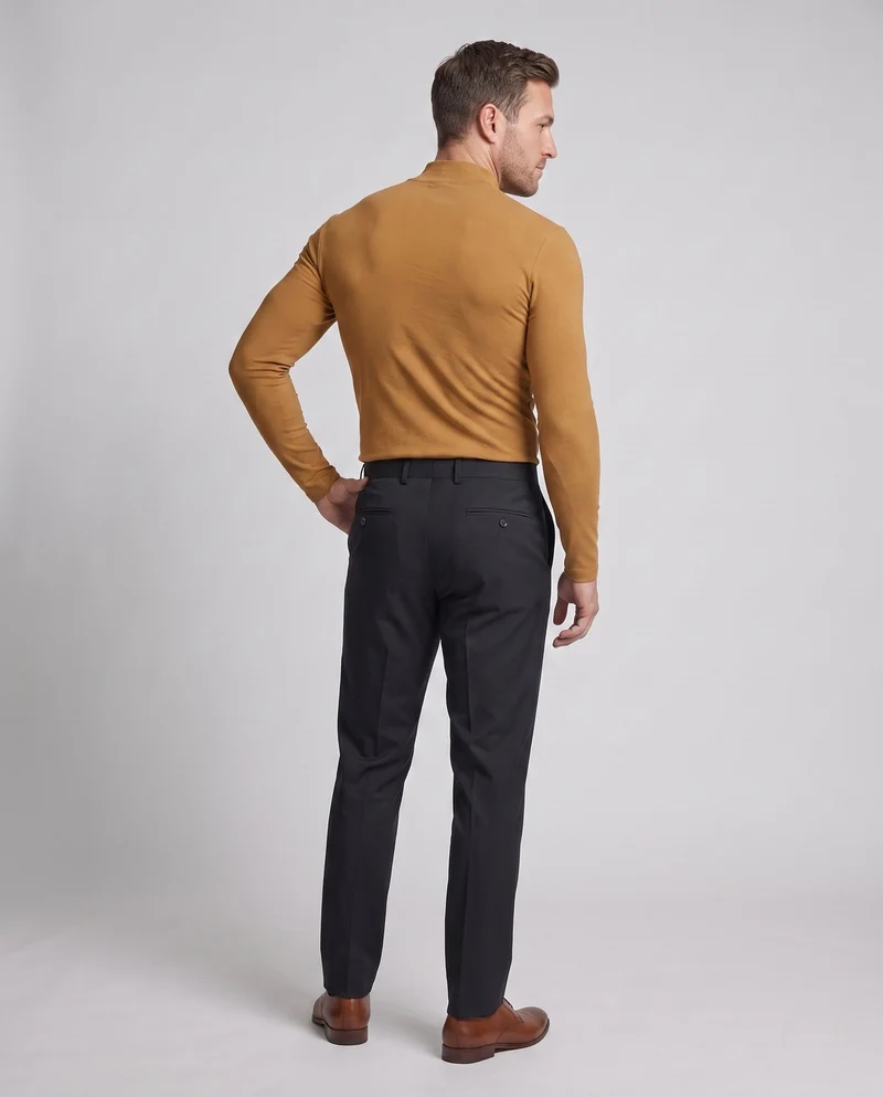 Herren Slim-Fit Kurzer Stehkragenpullover aus feinem Strick Nord Taschen