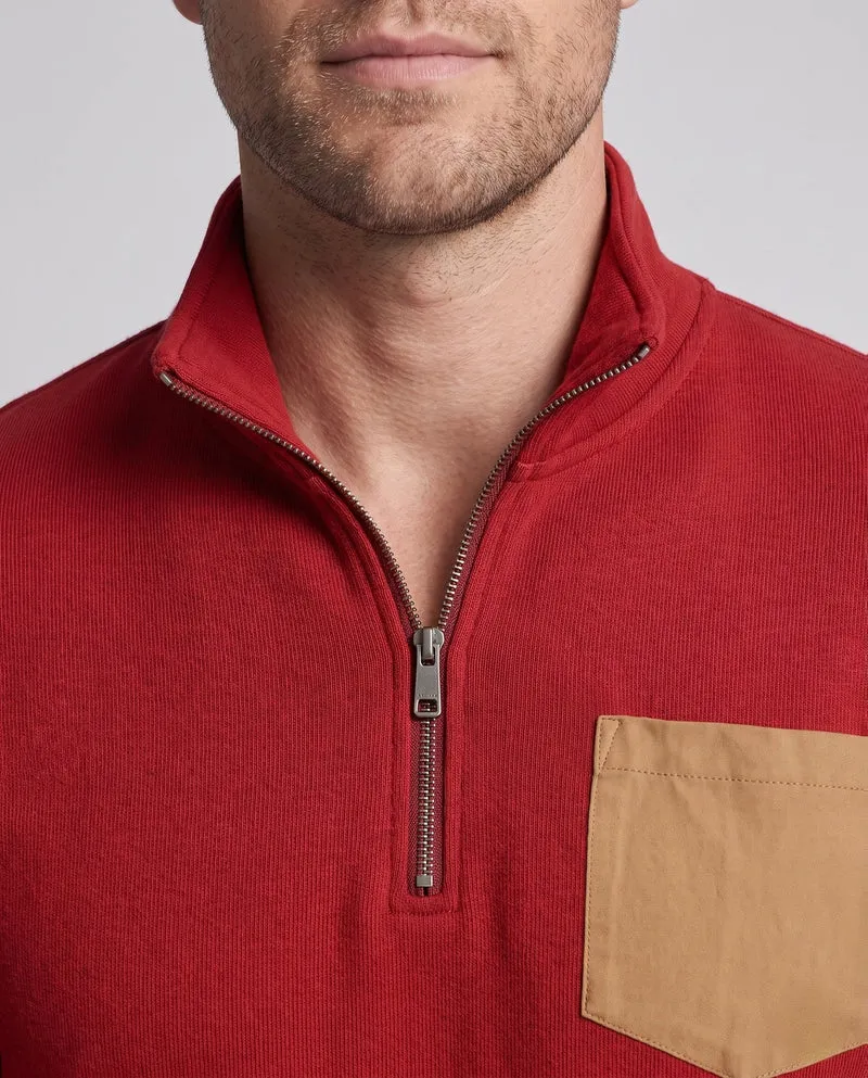 Herren Slim-Fit Halb-Zip Feinstrickpullover mit kontrastiertem Brusttasche Nord Taschen