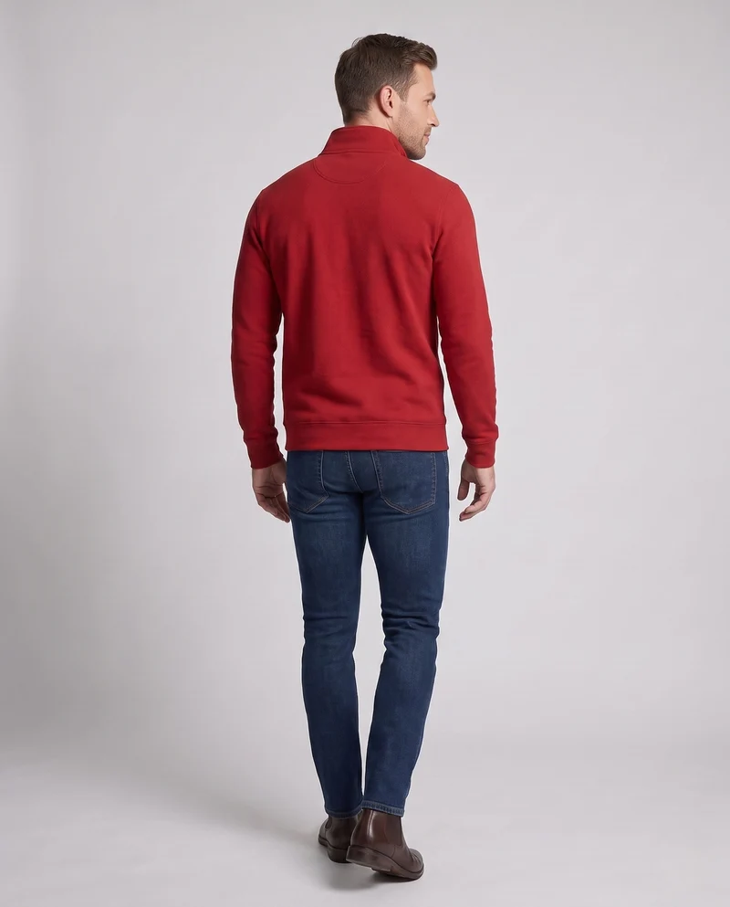 Herren Slim-Fit Halb-Zip Feinstrickpullover mit kontrastiertem Brusttasche Nord Taschen