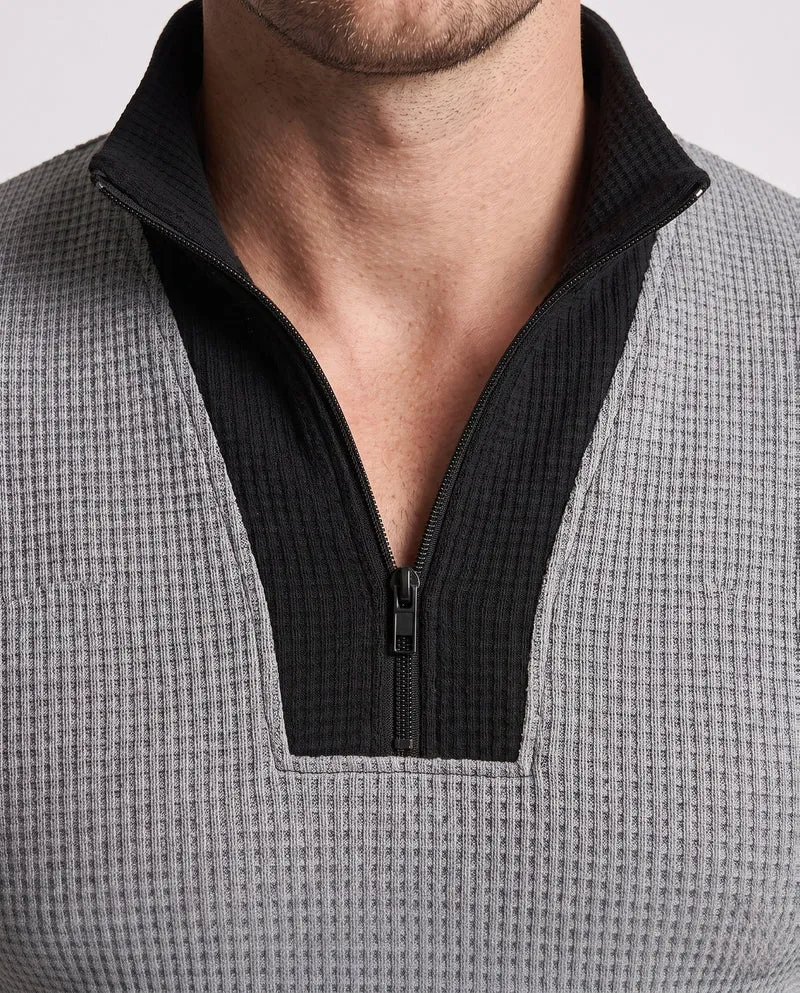 Herren Slim-Fit Half-Zip Lounge Set aus feinem strukturiertem Jersey mit schmalen Tapered Jogger Nord Taschen
