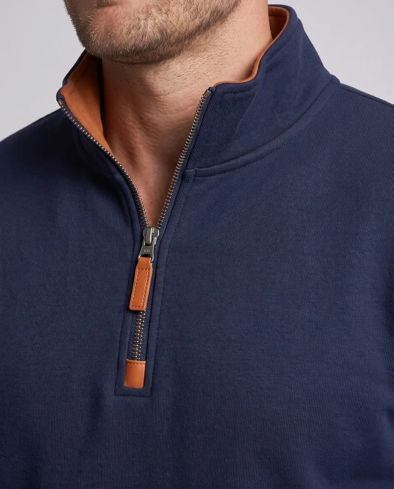 Herren Relaxed Halb-Reißverschluss Sweatshirt mit Kängurutasche und Lederlook Ellbogenpatches Nord Taschen