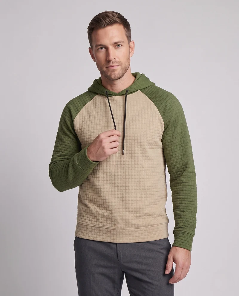 Herren Raglan Hoodie mit strukturiertem Waffel-Look und kontrastierenden Ärmeln Nord Taschen