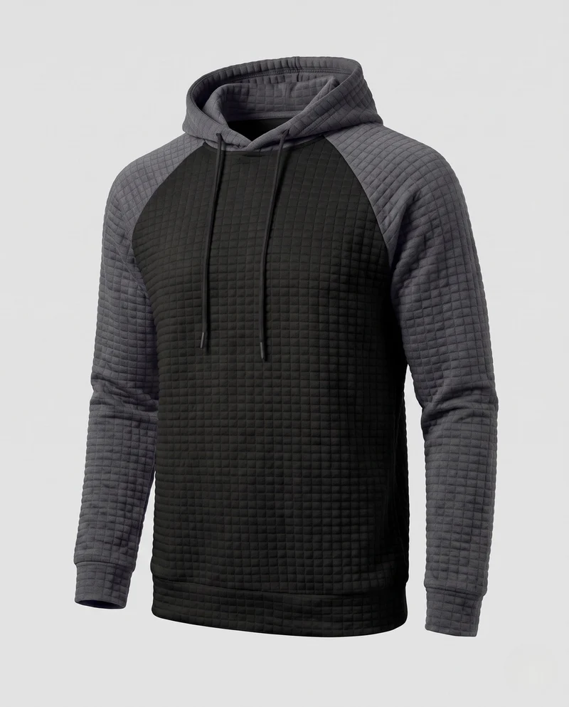 Herren Raglan Hoodie mit strukturiertem Waffel-Look und kontrastierenden Ärmeln Nord Taschen