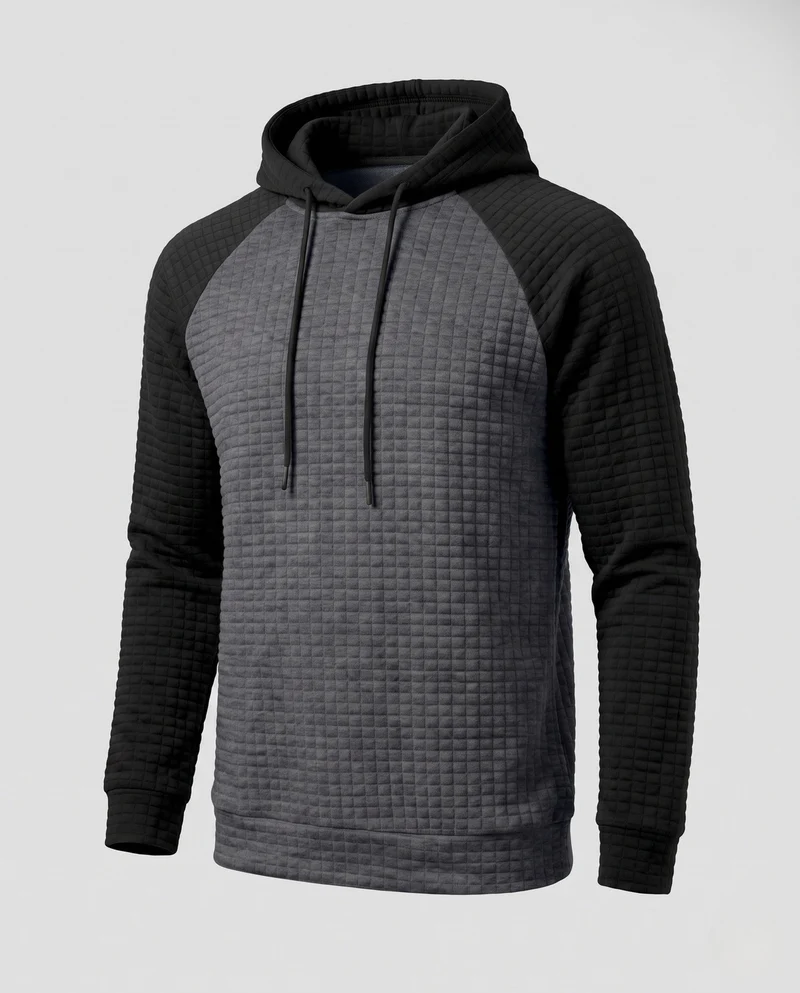 Herren Raglan Hoodie mit strukturiertem Waffel-Look und kontrastierenden Ärmeln Nord Taschen