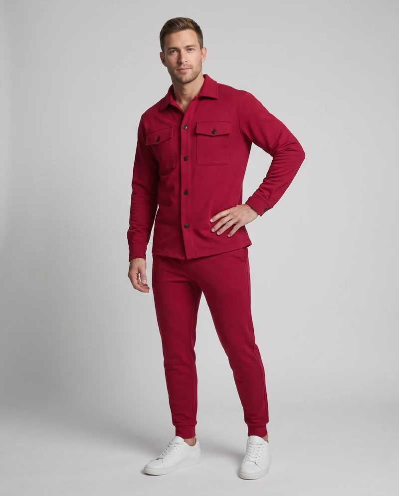 Herren Overshirt und Jogger Set aus weichem Jersey mit Utility-Taschen & schmal zulaufendem Bein Nord Taschen