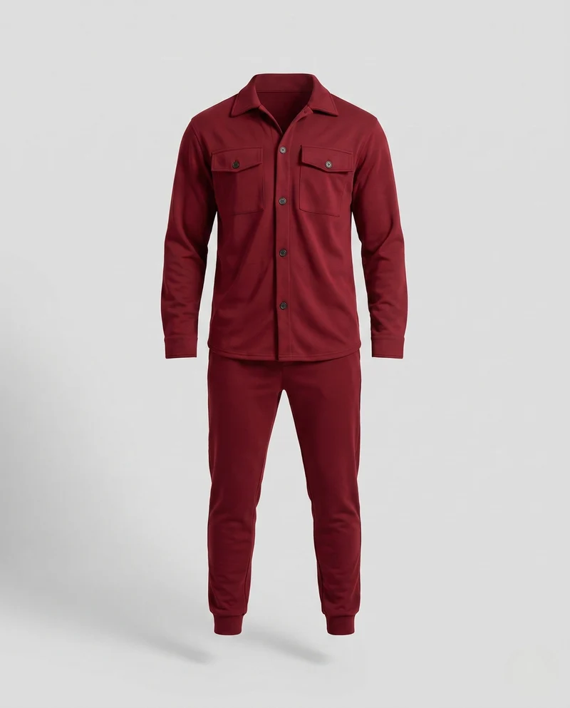 Herren Overshirt und Jogger Set aus weichem Jersey mit Utility-Taschen & schmal zulaufendem Bein Nord Taschen