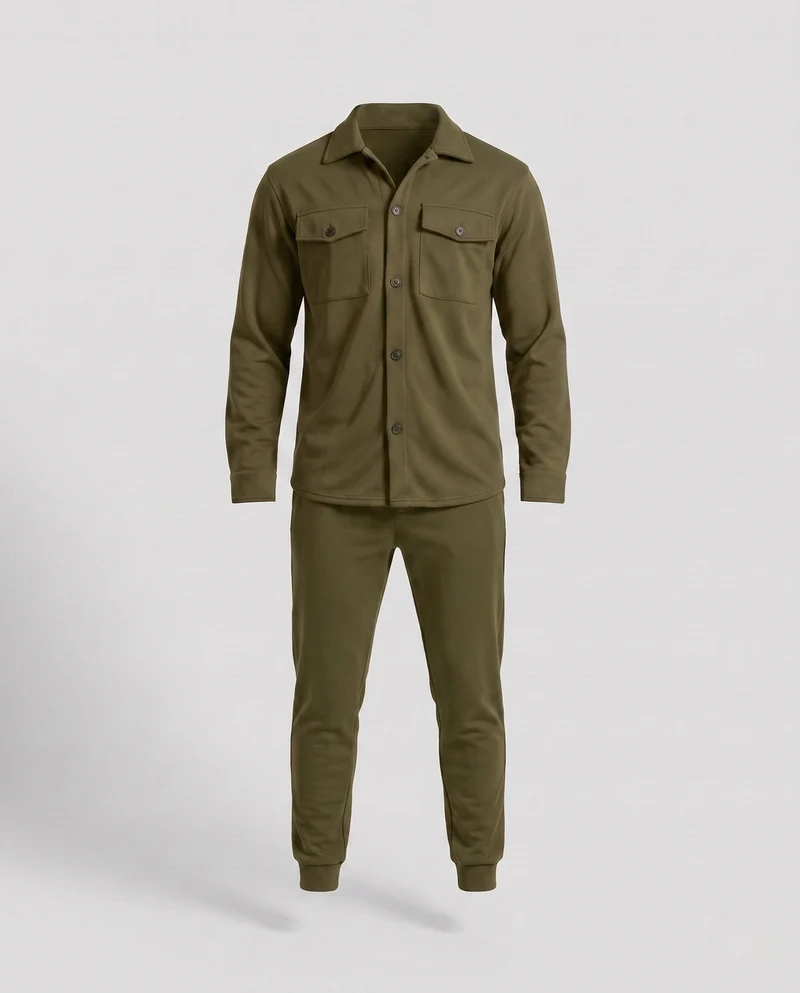 Herren Overshirt und Jogger Set aus weichem Jersey mit Utility-Taschen & schmal zulaufendem Bein Nord Taschen
