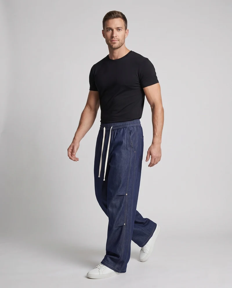 Herren Extra Weite Baggy Cargo Jogginghose Nord Taschen