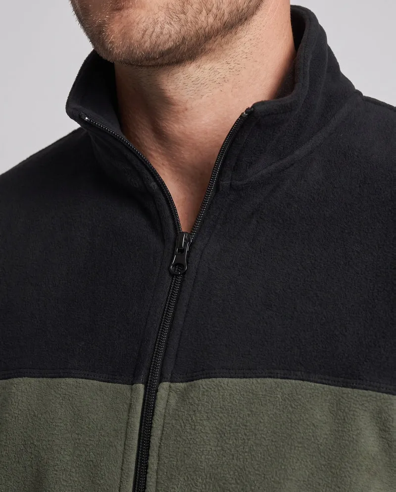 Herren Fleece Stehkragenjacke mit Paneleinsatz, elastischen Bündchen und durchgehendem Reißverschluss Nord Taschen