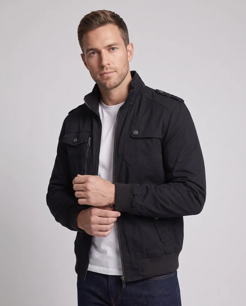 Herren Field Overshirt Jacke im Utility-Stil mit Reißverschluss, mehreren Taschen & gerippten Abschlüssen Nord Taschen