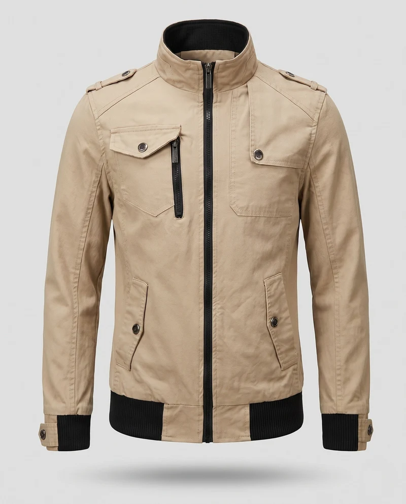 Herren Field Overshirt Jacke im Utility-Stil mit Reißverschluss, mehreren Taschen & gerippten Abschlüssen Nord Taschen