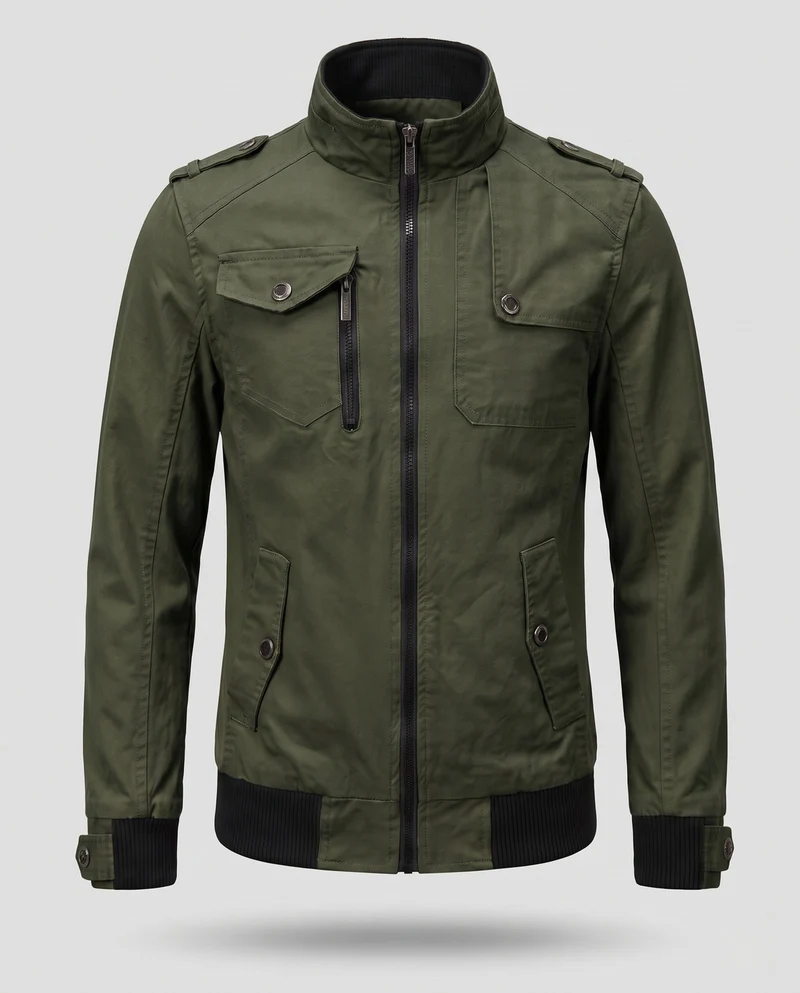 Herren Field Overshirt Jacke im Utility-Stil mit Reißverschluss, mehreren Taschen & gerippten Abschlüssen Nord Taschen