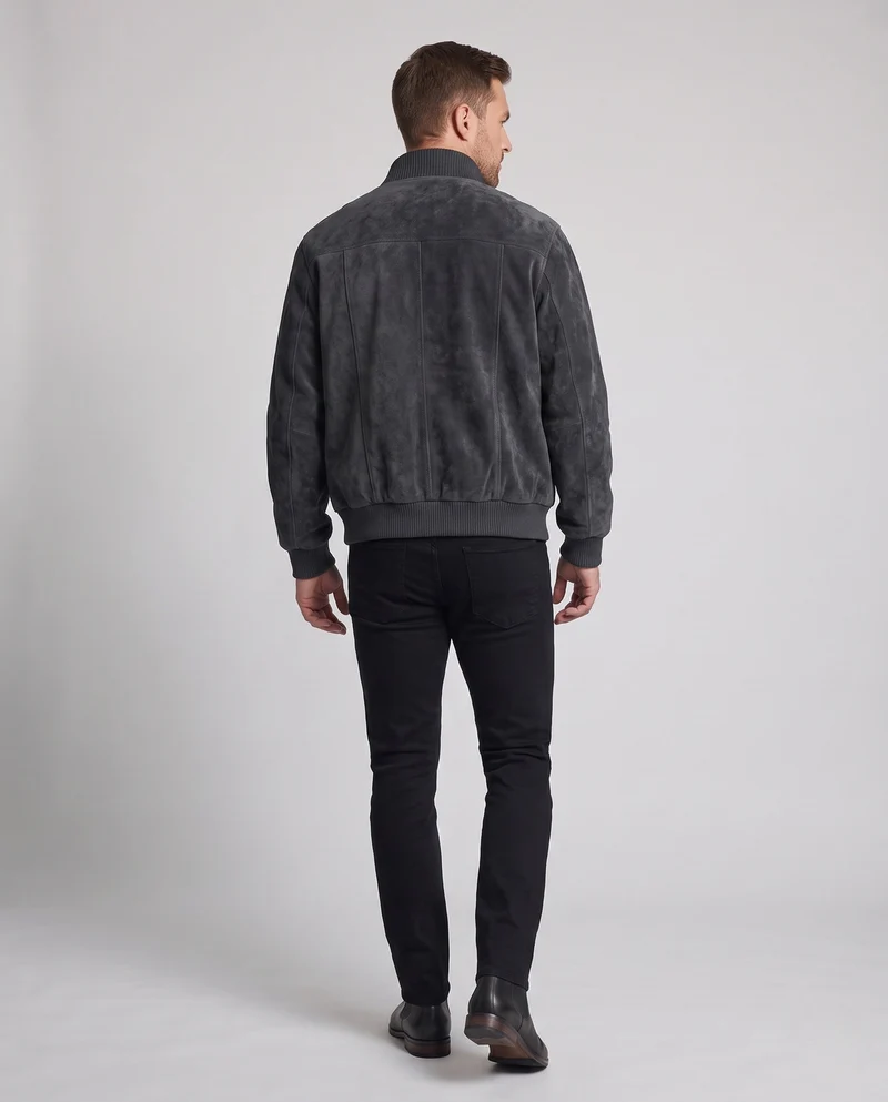 Herren lässige Bomberjacke im Velours-Suede-Look mit hohem Stehkragen, wärmendem Teddy-Futter und eingesetzten Taschen mit Druckknöpfen Nord Taschen