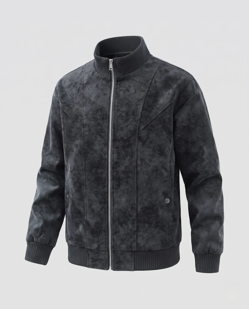 Herren lässige Bomberjacke im Velours-Suede-Look mit hohem Stehkragen, wärmendem Teddy-Futter und eingesetzten Taschen mit Druckknöpfen Nord Taschen