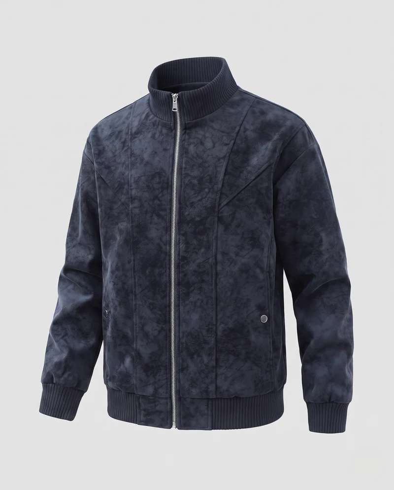 Herren lässige Bomberjacke im Velours-Suede-Look mit hohem Stehkragen, wärmendem Teddy-Futter und eingesetzten Taschen mit Druckknöpfen Nord Taschen