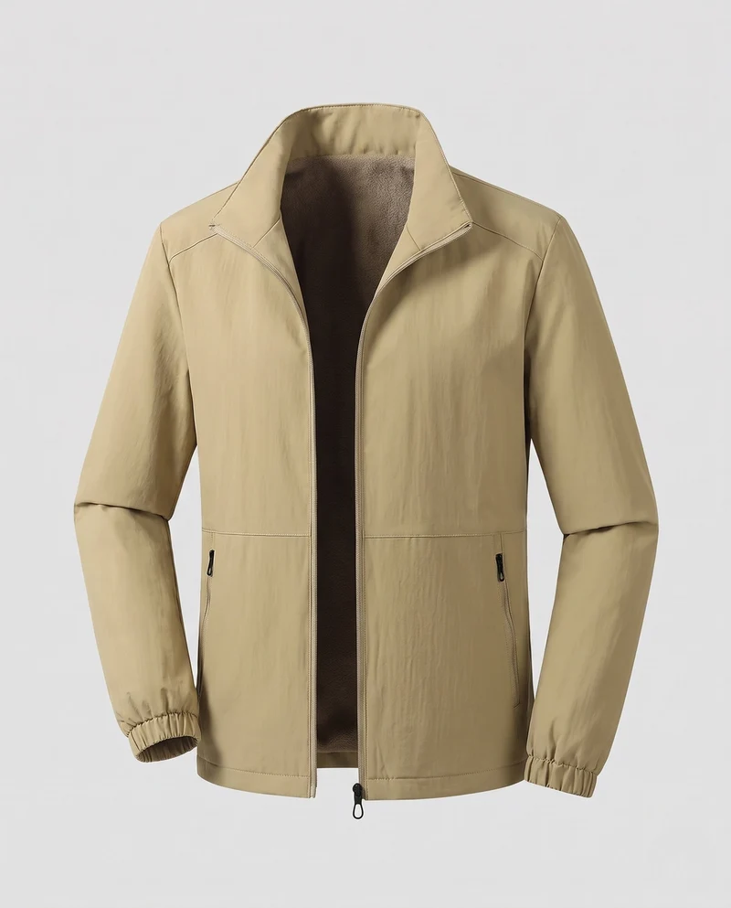 Herren Fleece-futter Softshell-Übergangsjacke mit Stehkragen, mit Reißverschluss vorderen Taschen & elastischen Manschetten Nord Taschen