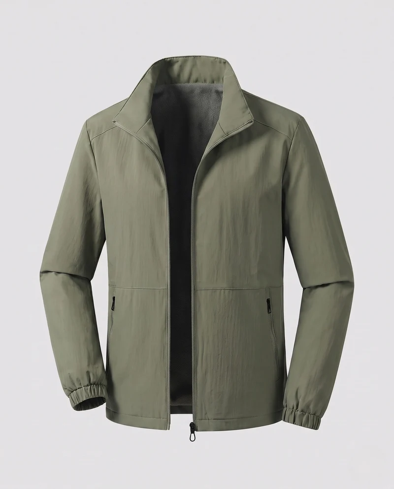 Herren Fleece-futter Softshell-Übergangsjacke mit Stehkragen, mit Reißverschluss vorderen Taschen & elastischen Manschetten Nord Taschen