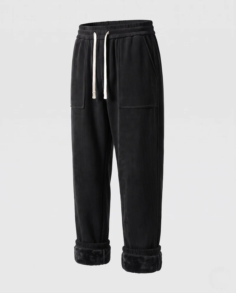 Herren Corduroy Jogginghose mit weichem Fleece-Futter, Kordelzug und elastischem Taillenbund Nord Taschen