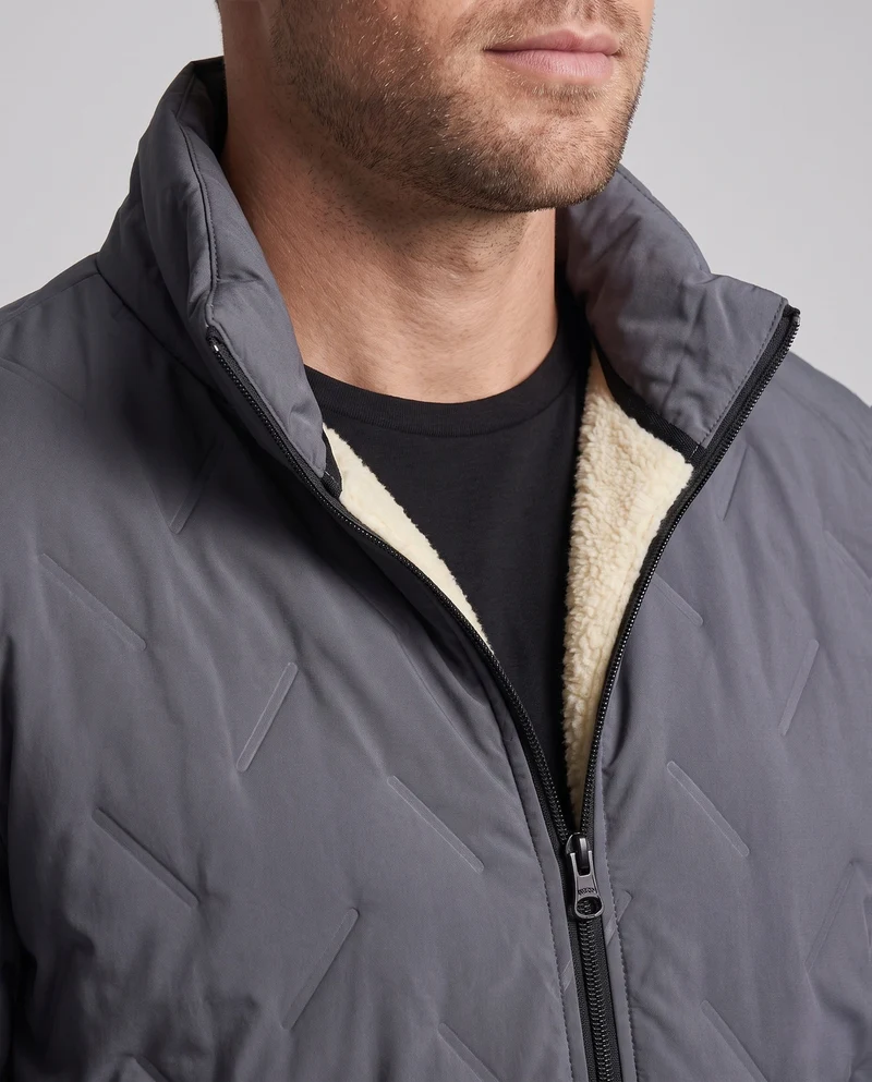 Herren Padded Bomberjacke mit Teddy-Futter und Stehkragen Nord Taschen