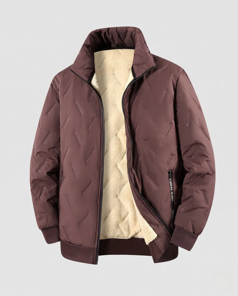 Herren Padded Bomberjacke mit Teddy-Futter und Stehkragen Nord Taschen