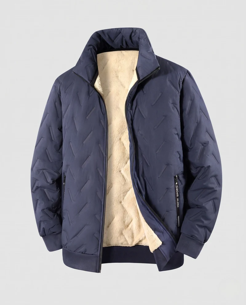 Herren Padded Bomberjacke mit Teddy-Futter und Stehkragen Nord Taschen