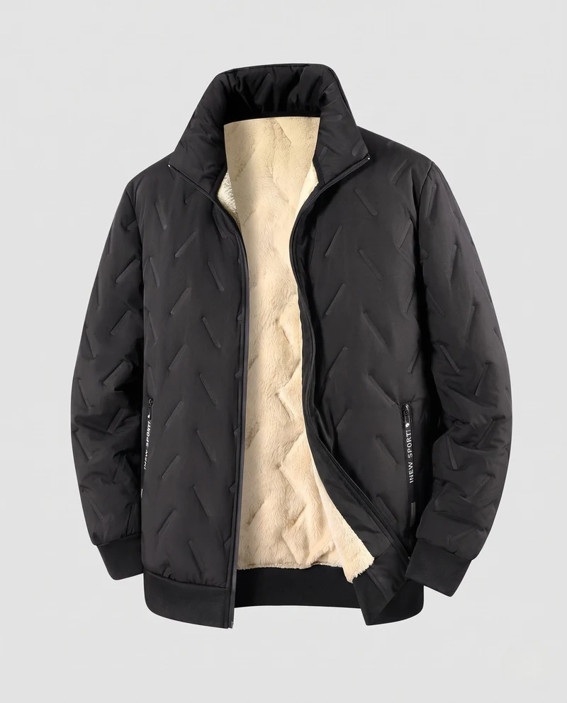 Herren Padded Bomberjacke mit Teddy-Futter und Stehkragen Nord Taschen