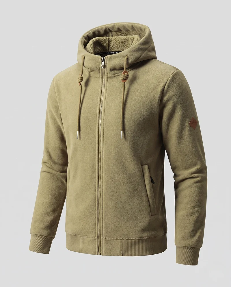 Herren Fleece-Pullover mit Teddy-Futter und durchgehendem Reißverschluss Nord Taschen
