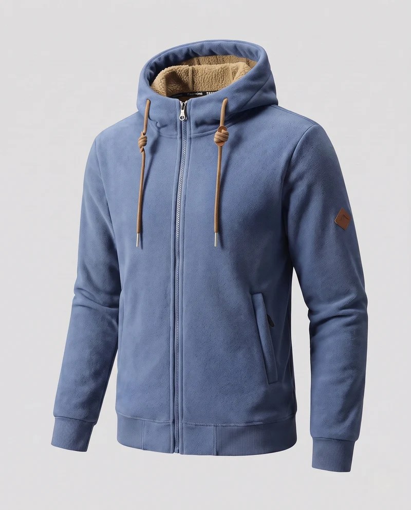 Herren Fleece-Pullover mit Teddy-Futter und durchgehendem Reißverschluss Nord Taschen