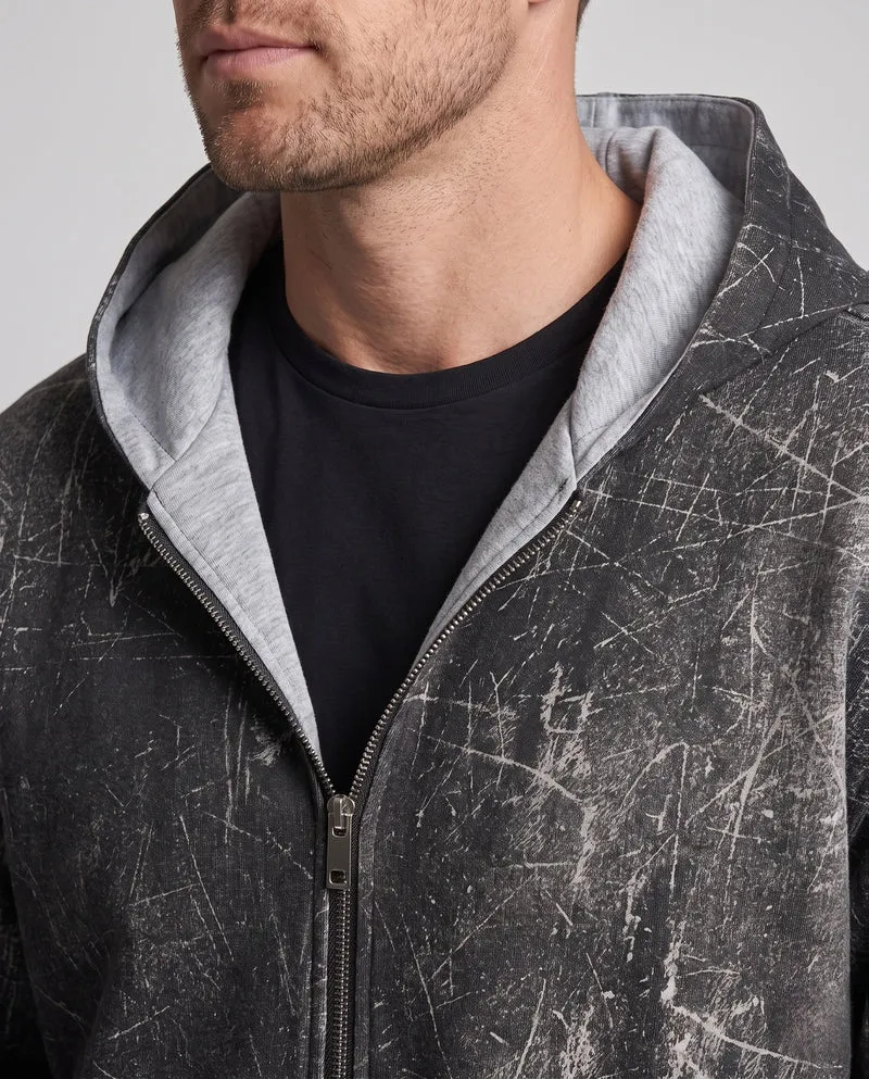 Herren Oversized Bomberjacke mit Marmorwasch-Effekt, Kapuze & doppeltem Reißverschluss Nord Taschen