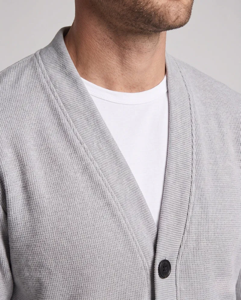 Herren Oversize Cardigan aus Waffelstrick mit V-Ausschnitt, aufgesetzten Taschen & boxy Silhouette Nord Taschen