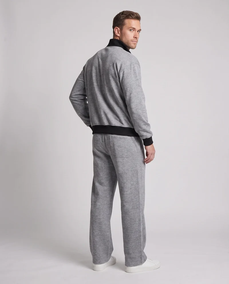 Herren Oversized Bomberjacke mit Reißverschluss & lockeren Kordelzug Jogginghosen Nord Taschen