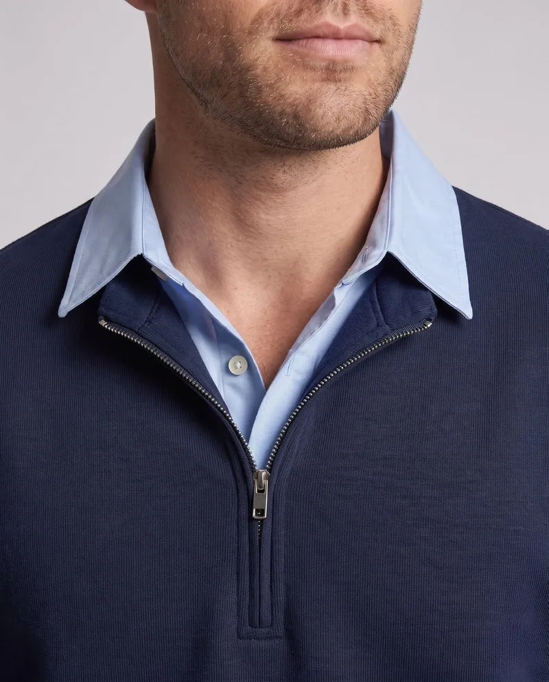 Männer Oversize Halb-Reißverschluss Sweatshirt mit geschichtetem Kragen und gerippten Bündchen Nord Taschen