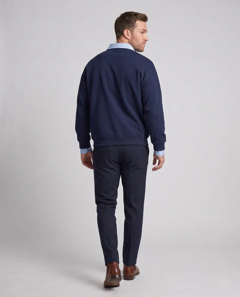 Männer Oversize Halb-Reißverschluss Sweatshirt mit geschichtetem Kragen und gerippten Bündchen Nord Taschen