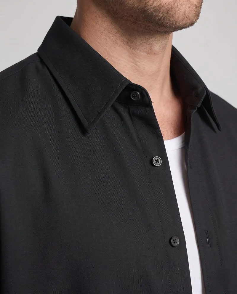 Herren Oversized Hemdjacke im boxy Schnitt aus Baumwollmischung mit durchgehendem Knopfverschluss Nord Taschen
