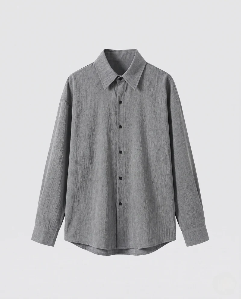 Herren Oversized Hemdjacke im boxy Schnitt aus Baumwollmischung mit durchgehendem Knopfverschluss Nord Taschen