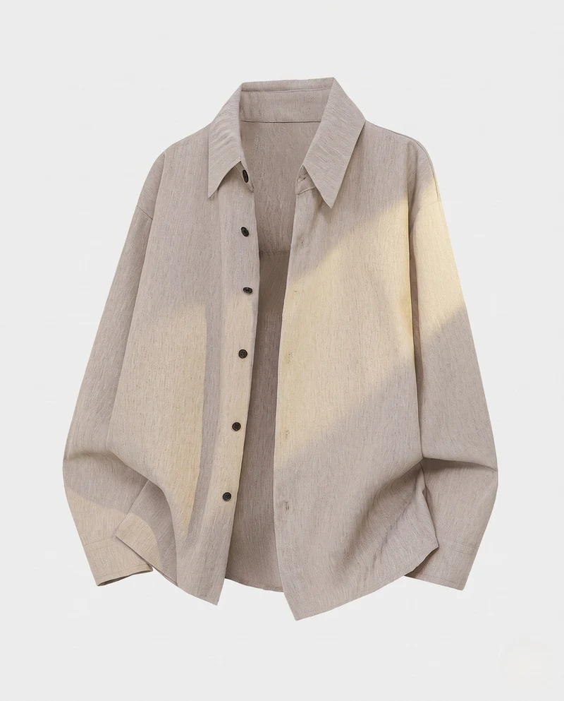 Herren Oversized Hemdjacke im boxy Schnitt aus Baumwollmischung mit durchgehendem Knopfverschluss Nord Taschen