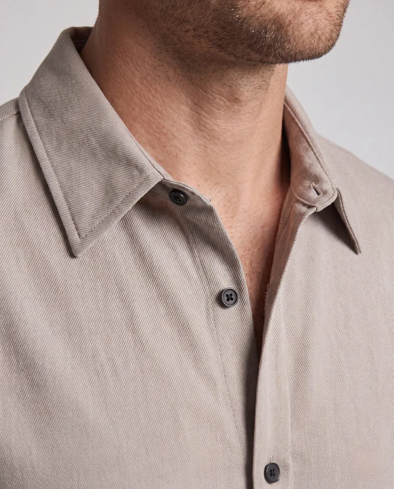 Herren Oversized-Shirt im Leinen-Look mit kastigem Schnitt, verdeckter Knopfleiste und langen Manschetten Nord Taschen