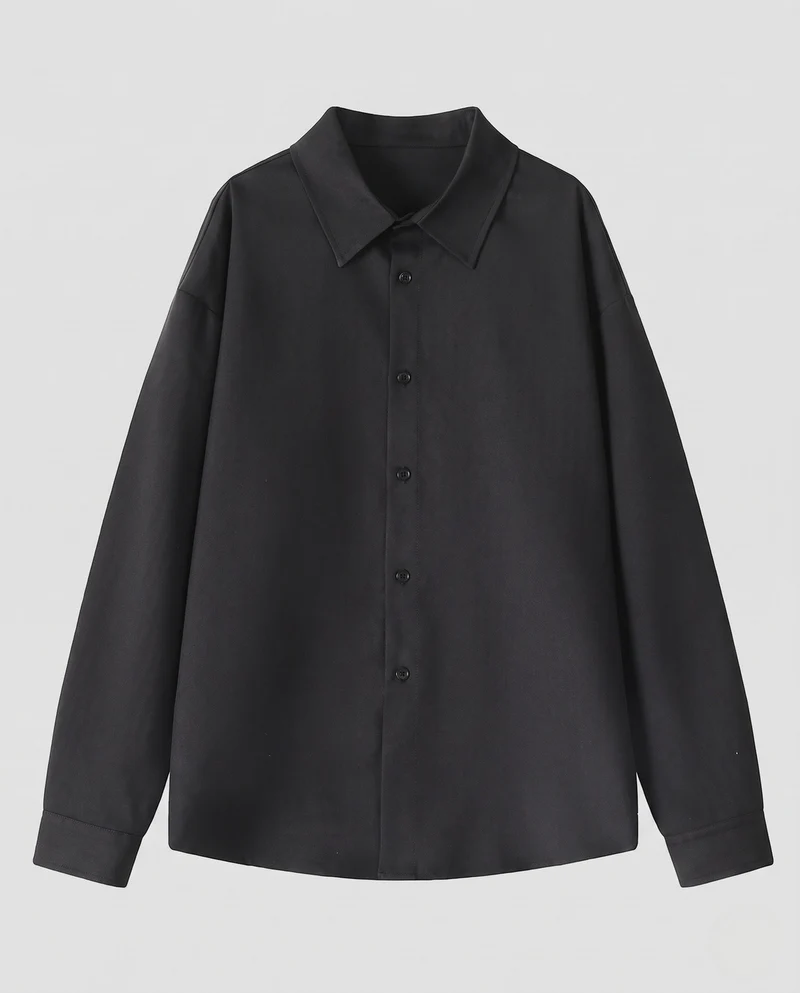 Herren Oversized-Shirt im Leinen-Look mit kastigem Schnitt, verdeckter Knopfleiste und langen Manschetten Nord Taschen