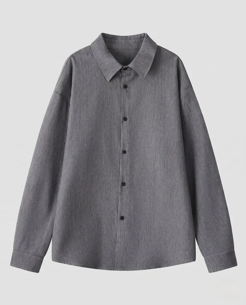 Herren Oversized-Shirt im Leinen-Look mit kastigem Schnitt, verdeckter Knopfleiste und langen Manschetten Nord Taschen