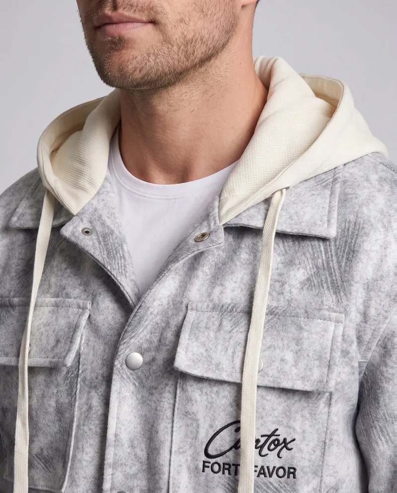 Herren Oversize Shirtjacke im Cabana-Stil mit Kapuze und Utility-Taschen Nord Taschen