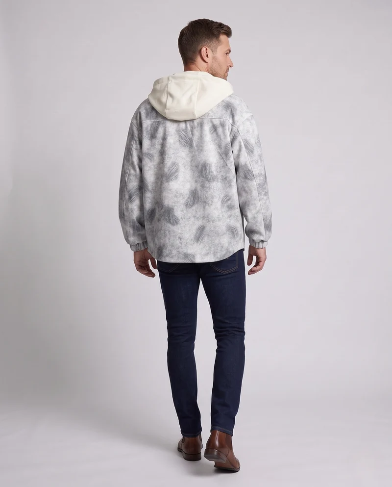 Herren Oversize Shirtjacke im Cabana-Stil mit Kapuze und Utility-Taschen Nord Taschen