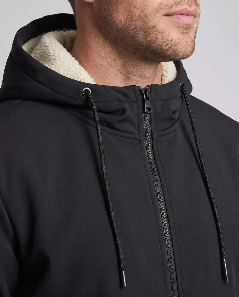 Herren gepolsterte Kapuzenjacke mit Teddy-Futter, wasserabweisende Außenschale und elastischen Bündchen Nord Taschen
