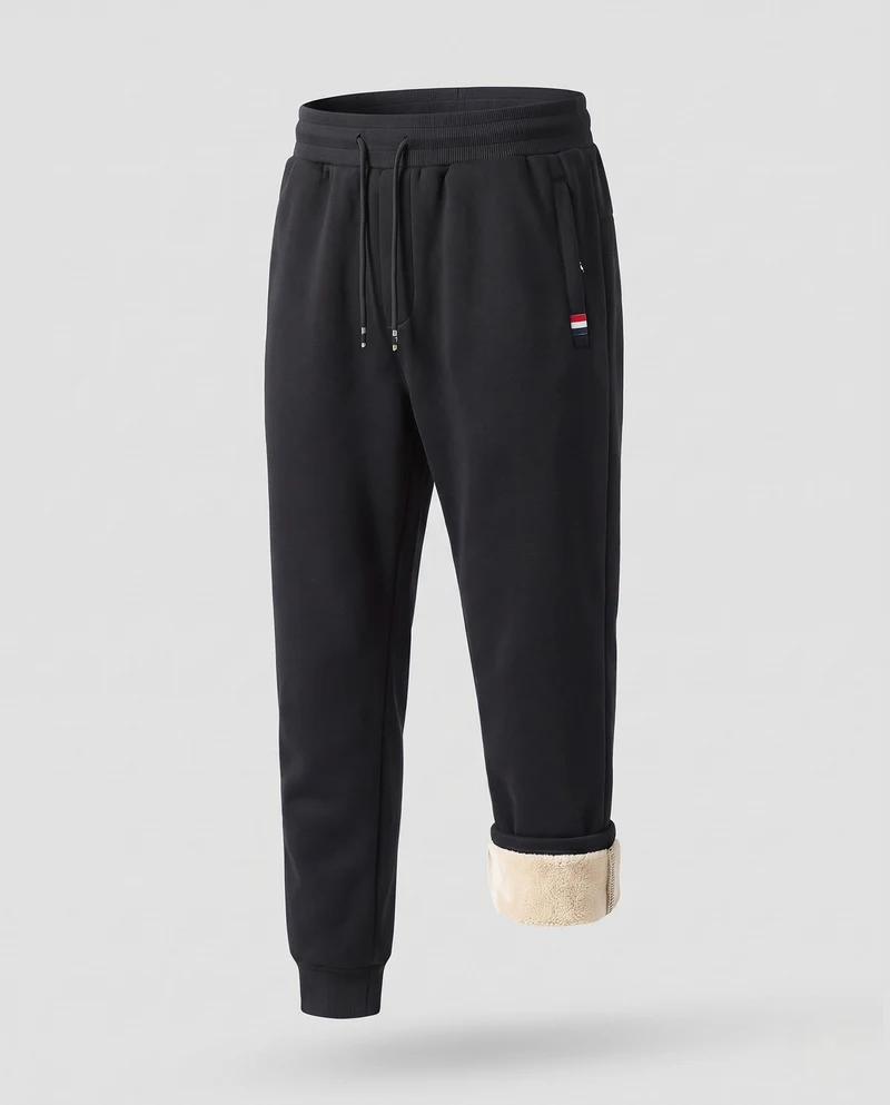 Herren isolierte Thermo-Jogginghose mit Teddy-Futter und elastischem Kordelzugbund Nord Taschen