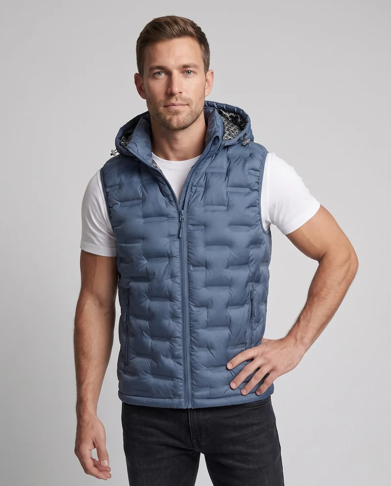 Herren gepolstertes Steppweste mit Kapuze und winddichter Thermofüllung Nord Taschen