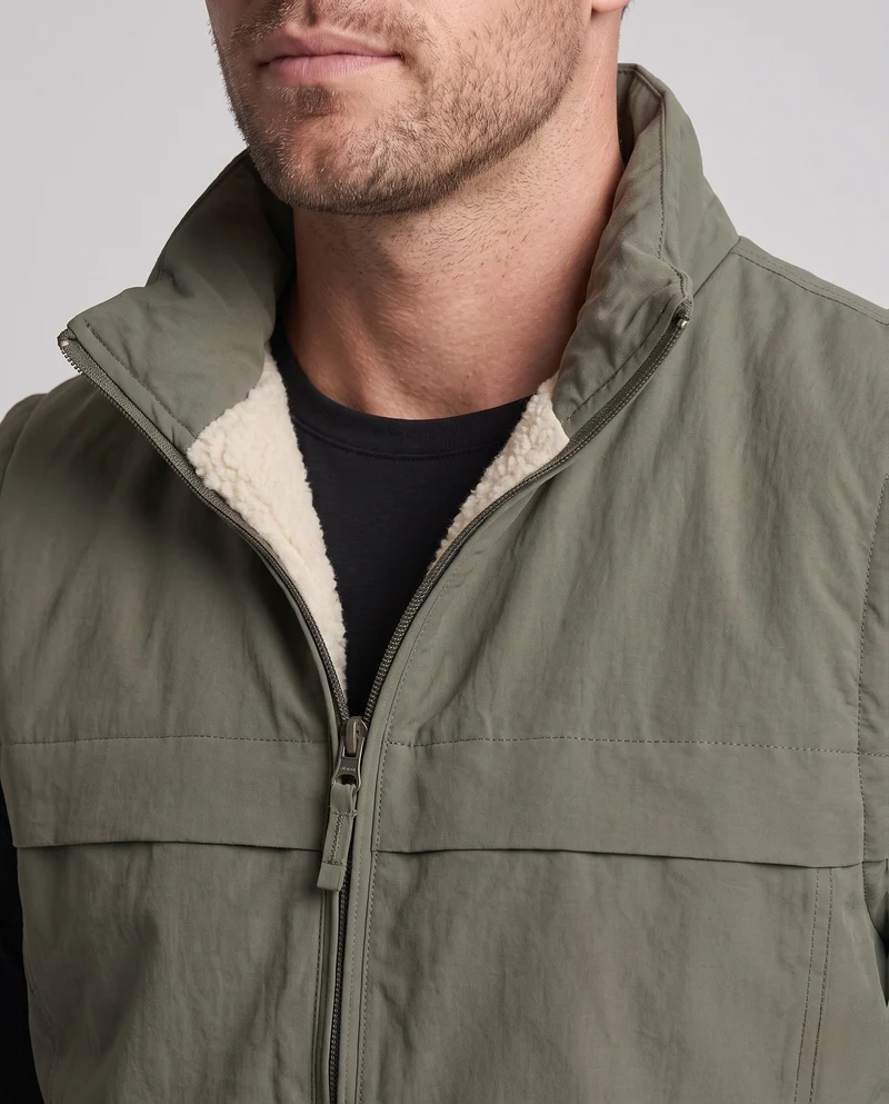 Herren Isolierte Thermo-Weste mit Teddy-Fleece-Futter und Stehkragen Nord Taschen