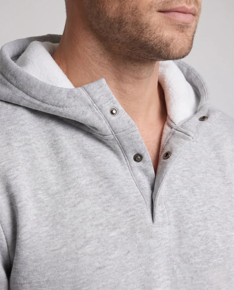 Männer gepolsterter Hoodie mit Teddyfutter, Druckknopf-V-Kante & Rippbündchen Nord Taschen